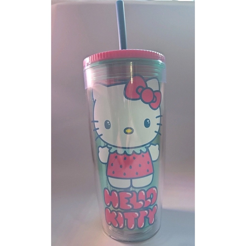 Hello Kitty Sanrio Strawberry Spill-Proof Tumbler Cup with Lid & Straw Drinkware